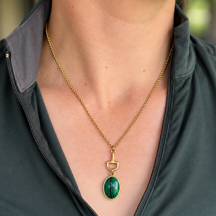 Equestrian Bit Natural Stone Necklace