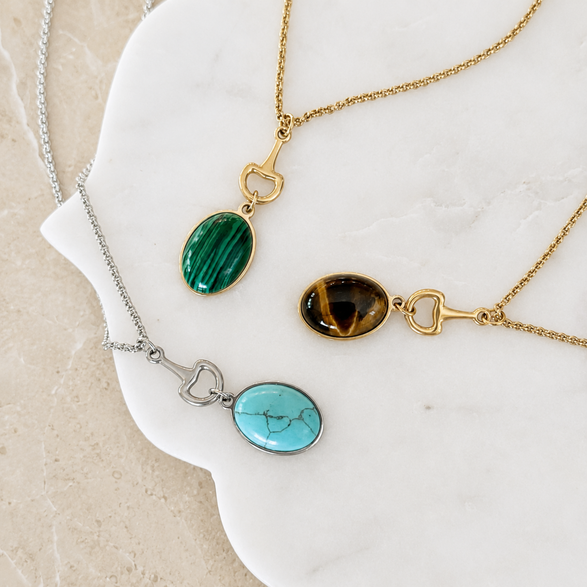 Equestrian Bit Natural Stone Necklace
